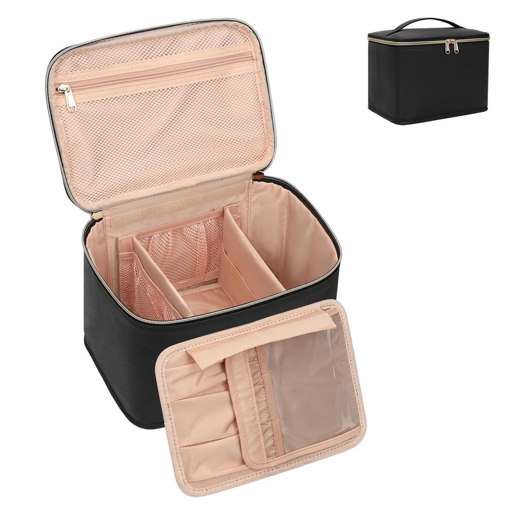 Travel Makeup Bag, Large Make Up Bag Organizer Cosmetic Case With Detachable💝